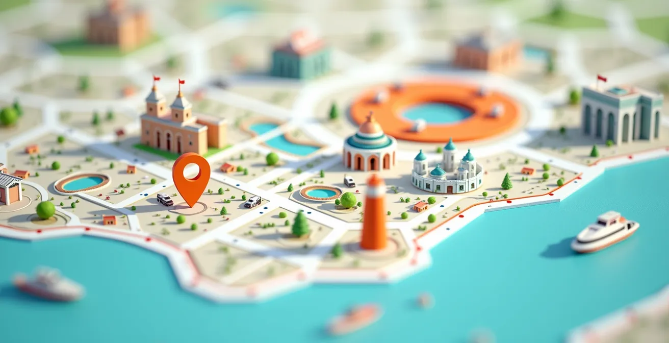 Carte stylisée d'un itinéraire EVJF à Madrid indiquant les lieux festifs et de détente
